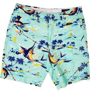 Polo Ralph Lauren Shorts 32x9 Linen Blend Hawaiian Sword Fish Sailboat Mint NWOT